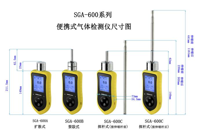 便攜式多合一溫室氣體檢測分析儀尺寸圖